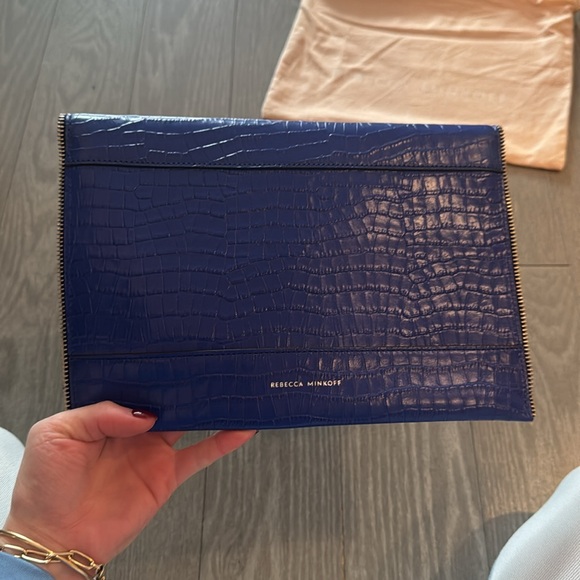 Rebecca Minkoff Blue Croc-Embossed Clutch - Picture 4 of 6